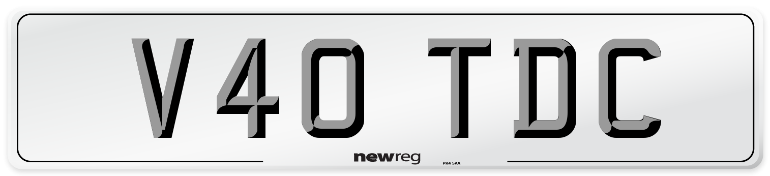 V40 TDC Number Plate from New Reg